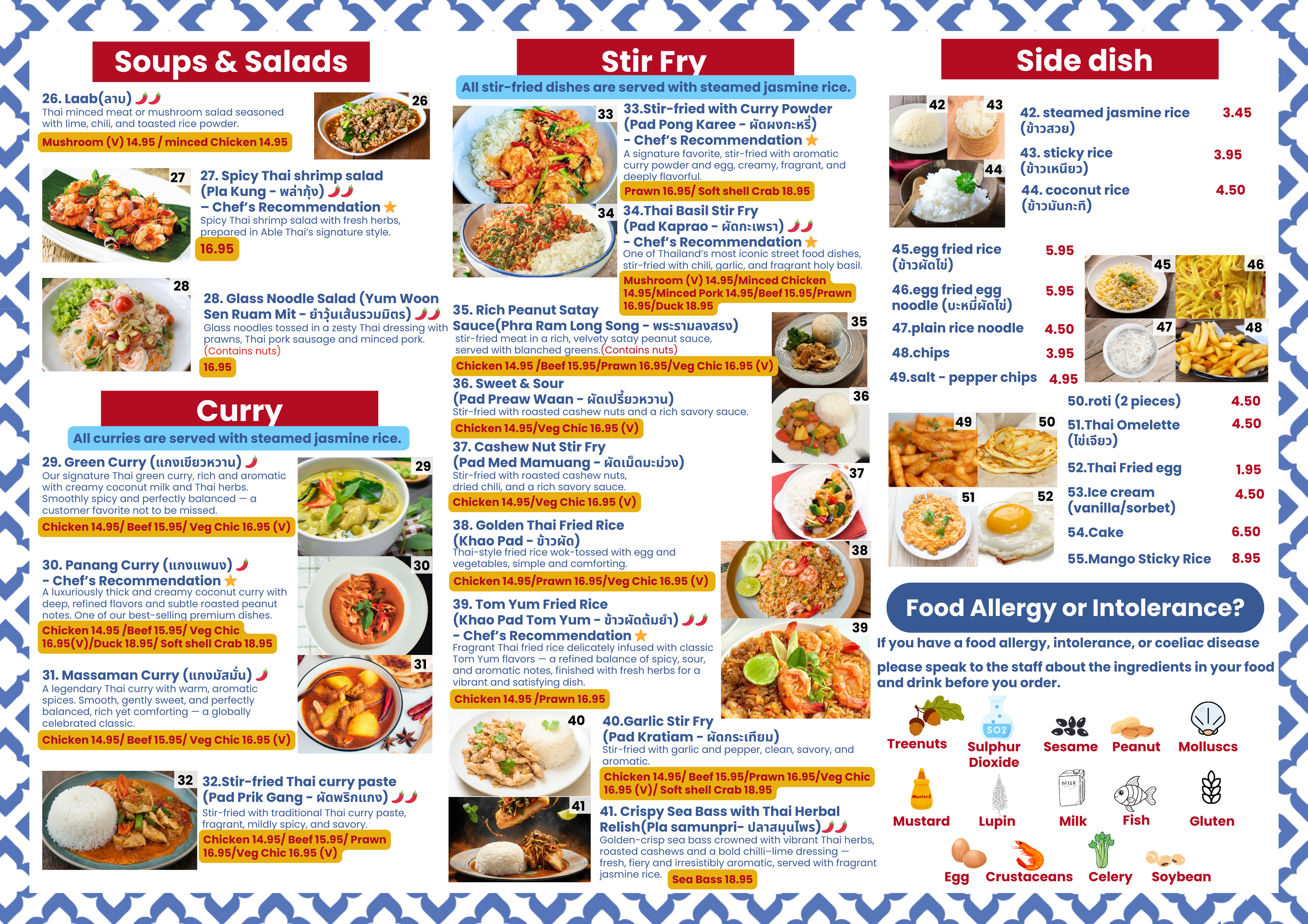 Able Thai Kitchen Menu - Back